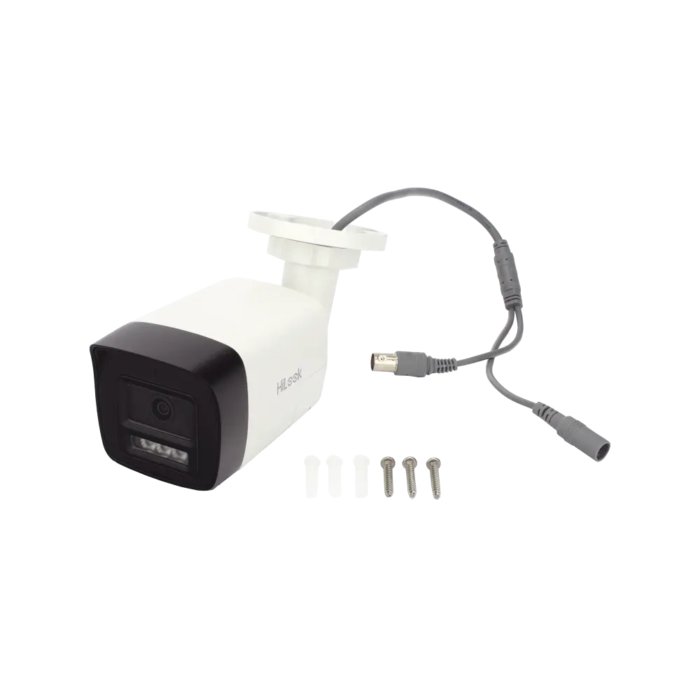 [Audio Bidireccional + Dual Light + ColorVu] Bala TURBOHD 2 Megapixel (1080p) / Lente 2.8 mm / 30 mts IR EXIR + 20 mts Luz Blanca / Micrófono y Bocina Integrado / Exterior IP67 / Metal / dWDR