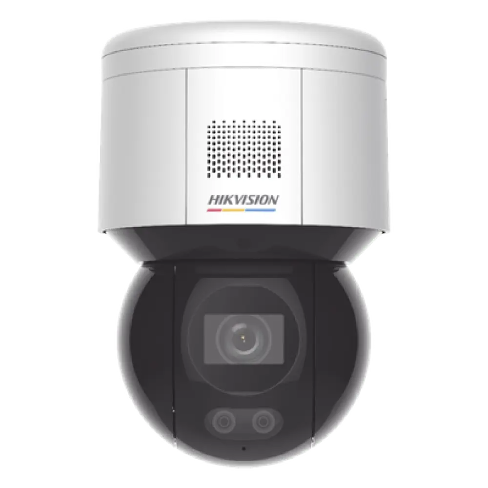 Domo PT IP 4 Megapixel / Imagen a Color 24/7 / Lente 4 mm / Luz Blanca 30 mts / Exterior IP66 / ACUSENSE (Evita Falsas Alarmas) / PoE+ / Micrófono y Bocina Integrada / WDR 120 dB / MicroSD