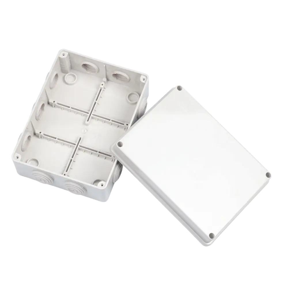 Caja Derivación-Conexión de Plástico (140 X 190 X 76 mm) con 10 Glándulas de Goma. Para Instalaciones Comerciales, Residenciales e Industriales. Incluye Tornillería para su Tapa. Funciona También como Registro.