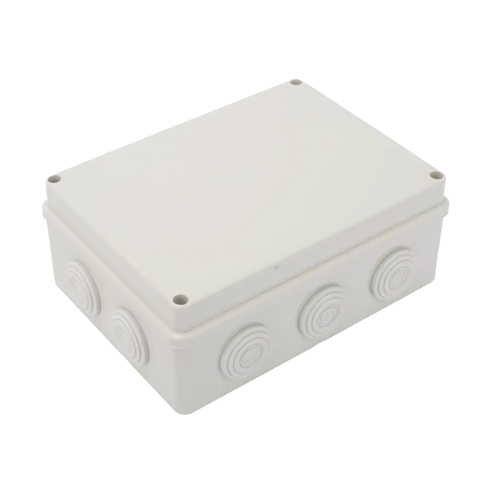 Caja Derivación-Conexión de Plástico (140 X 190 X 76 mm) con 10 Glándulas de Goma. Para Instalaciones Comerciales, Residenciales e Industriales. Incluye Tornillería para su Tapa. Funciona También como Registro.