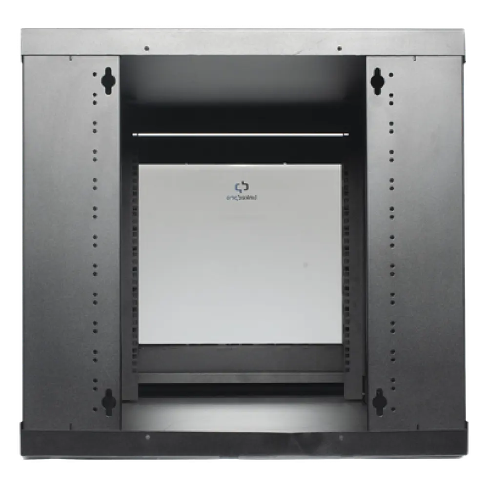 Gabinete de Pared 12U / Profundidad Ajustable 930 mm / Acero Reforzado ANSI/TIA / Carga 100 kg / Cristal Templado / 4 Postes Ajustables