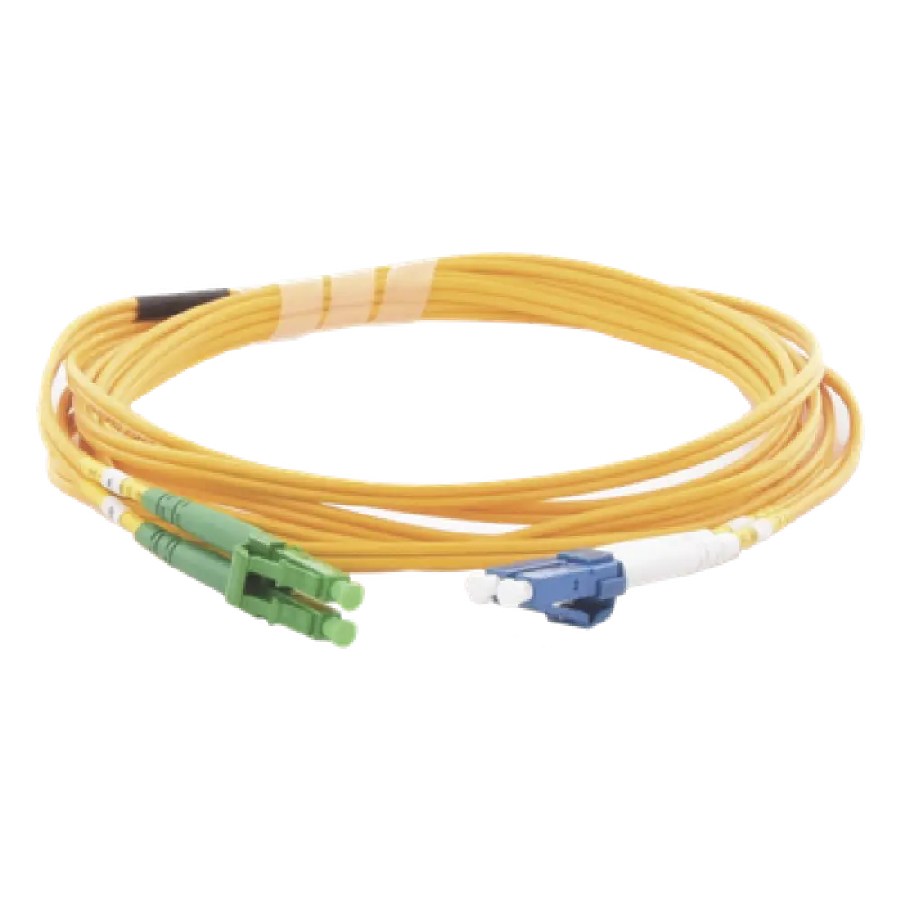 Jumper de Fibra Óptica / Monomodo 9/125 / LC/UPC-LC/APC / OFNR Riser / 2.0 mm / Dúplex / 3 m (9.84 ft) / Amarillo