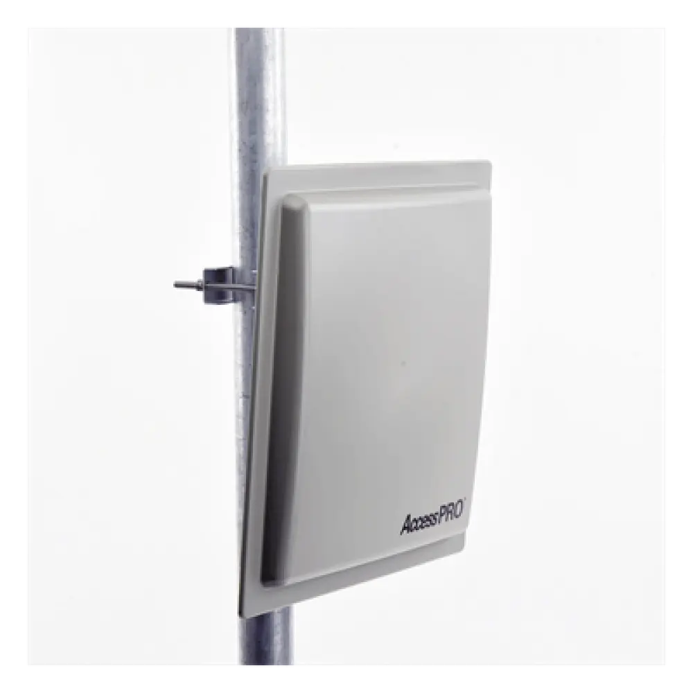 Lector RFID UHF / Alcance Ajustable 3 - 12 m (9.8 - 39.4 ft) / Frecuencia 902-928 MHz FHSS / Antena Integrada 12 dBi / Salida Wiegand 26 Bits / TCP-IP / Control de Acceso Vehicular