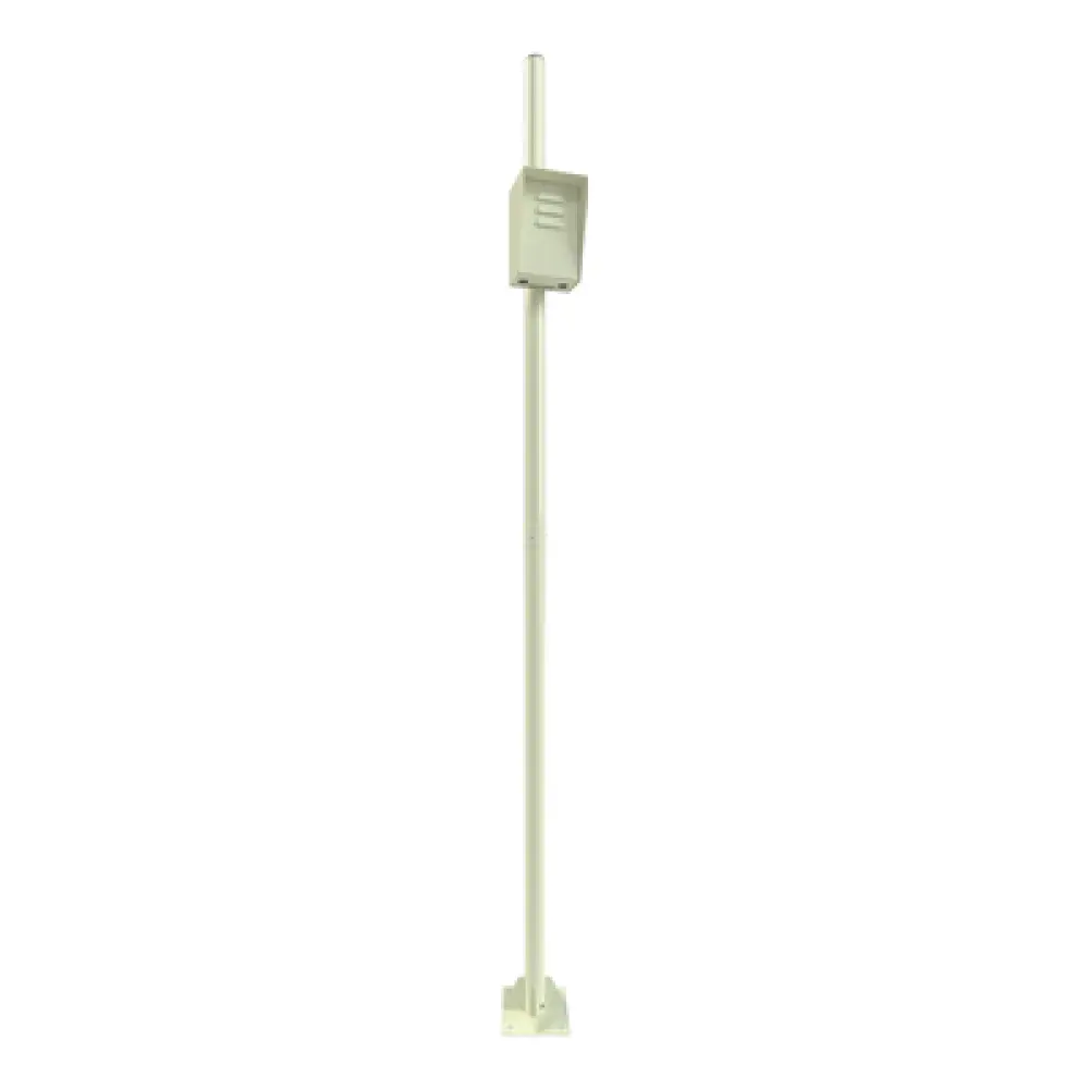 Montaje para piso / Tubo calibre 18 de 2" / Altura 2.5 m (8.2 ft) / Gabinete 156 x 249 x 121 mm