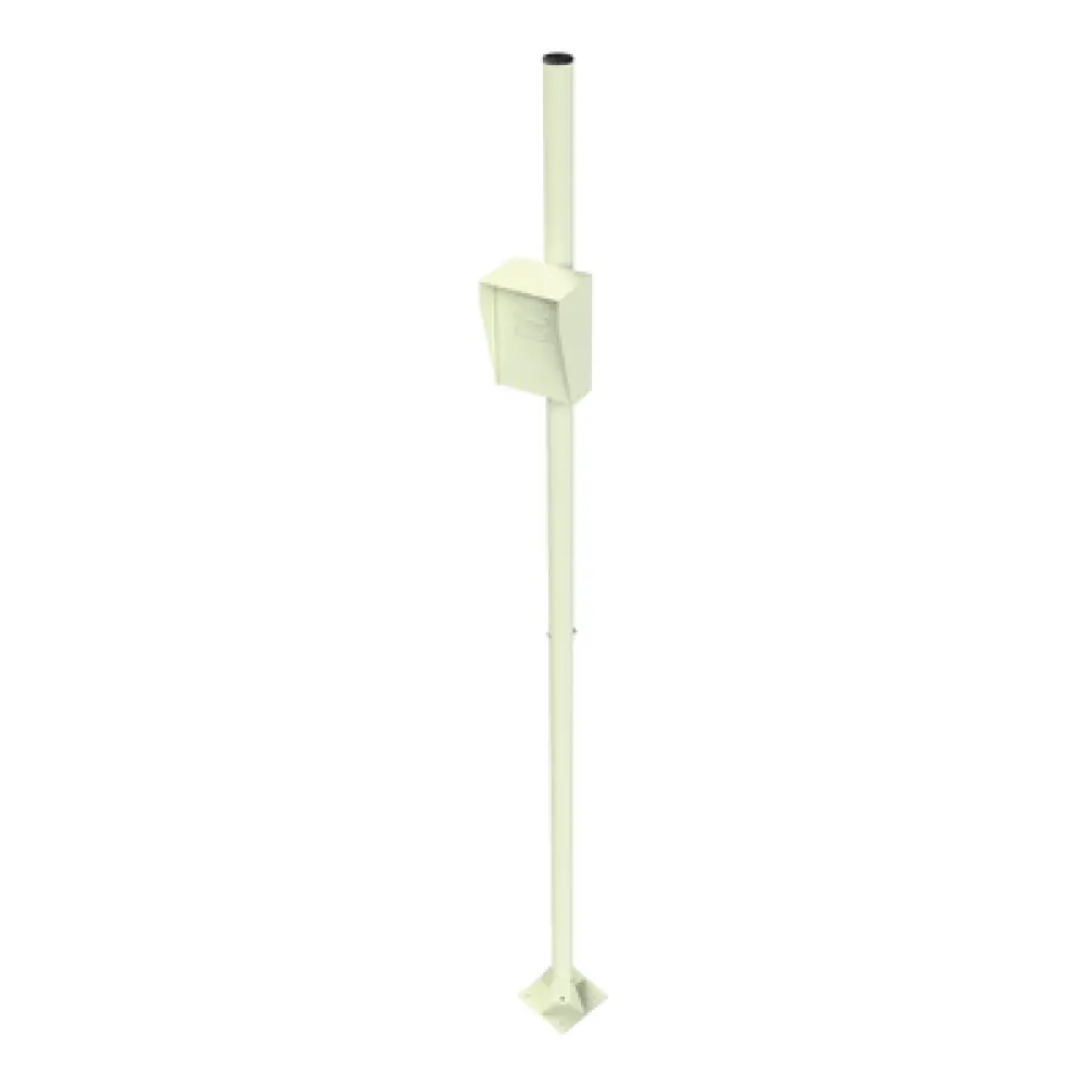 Montaje para piso / Tubo calibre 18 de 2" / Altura 2.5 m (8.2 ft) / Gabinete 156 x 249 x 121 mm