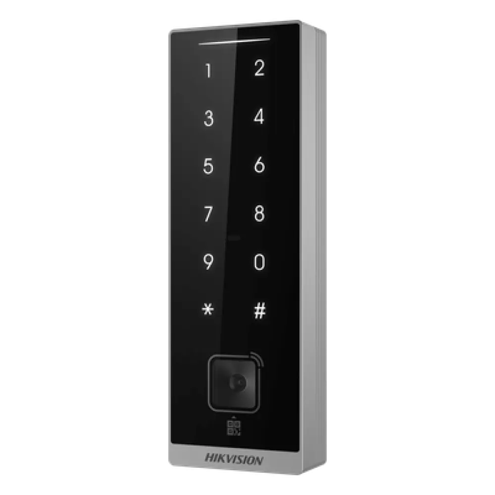 Teclado Esclavo de Control de Acceso / Lector Dual MIFARE 13.56 MHz y PROX EM 125 KHz / Bluetooth y Códigos QR / PIN Táctil / RS-485 Wiegand OSDP / Rango Térmico -40°C a 65°C