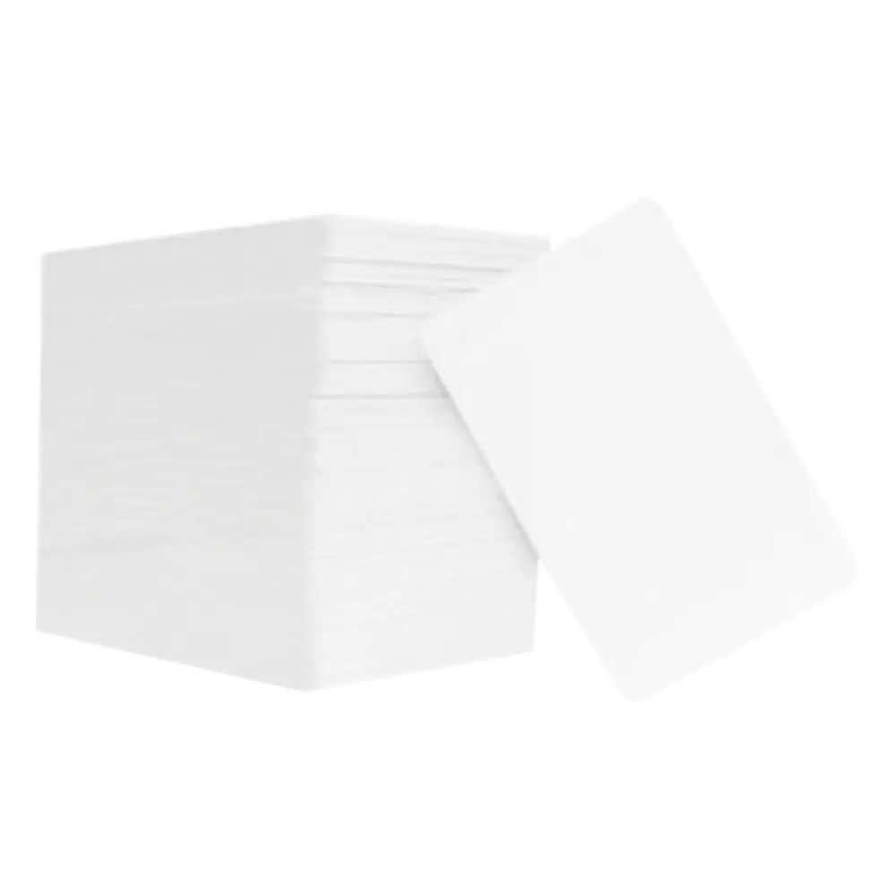 Tarjetas PVC CR80 / Paquete 100 Unidades / Doble Cara / 85.7 x 54 mm / 0.76 mm Espesor