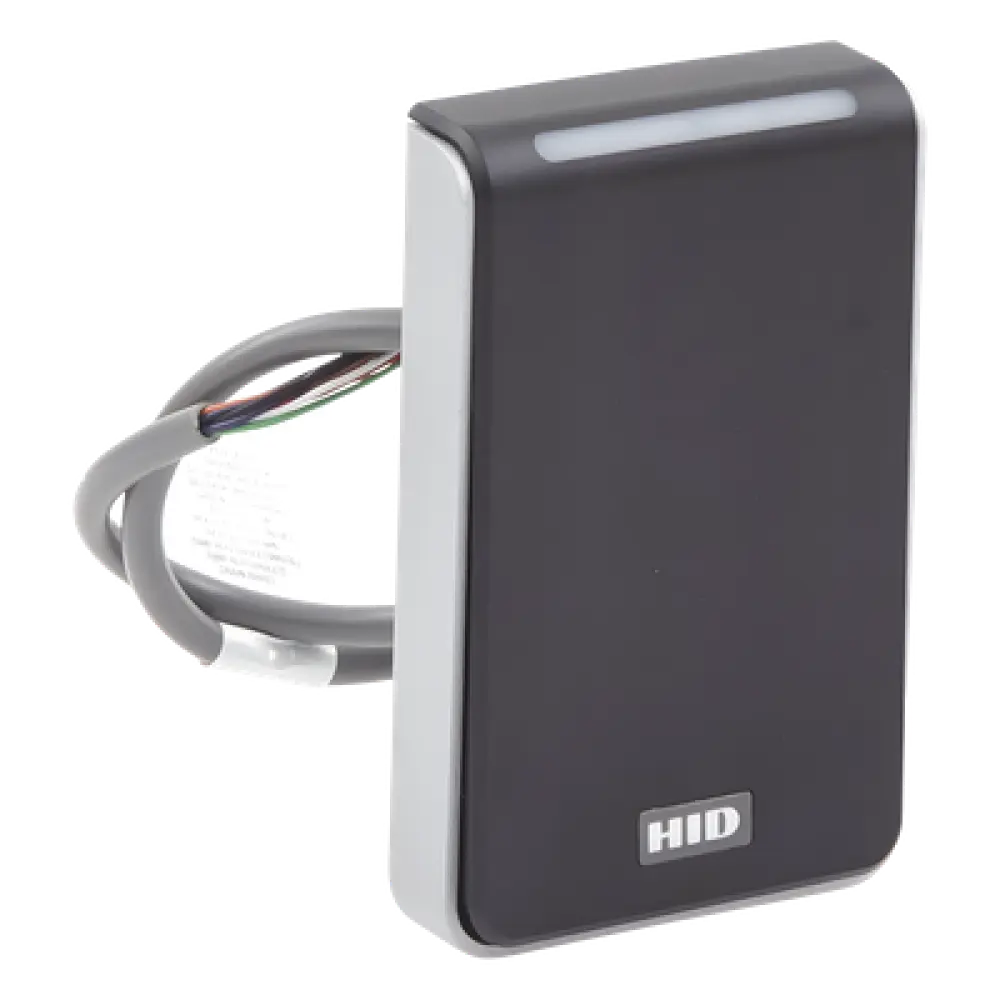Lector de Control de Acceso / Multitecnología SEOS, iCLASS, MIFARE, HID Proximity / Interfaz Wiegand y RS-485 / Montaje en Marco o Superficie Plana / LED Tricolor y Audio