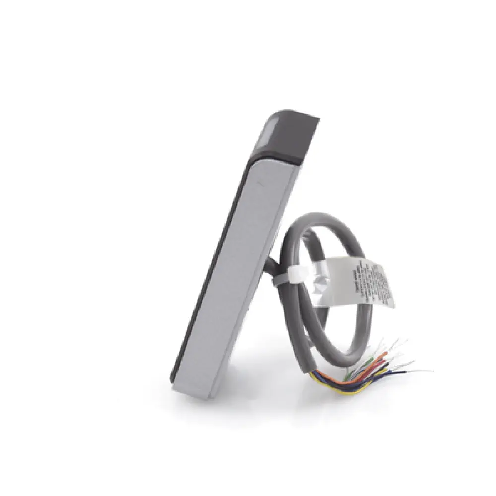 Lector de Control de Acceso / Multitecnología SEOS, iCLASS, MIFARE / Salida Wiegand y OSDP / Diseño Compacto 45x121.5x19.5 mm / Alimentación 12 VCC / LED Tricolor y Alerta Acústica