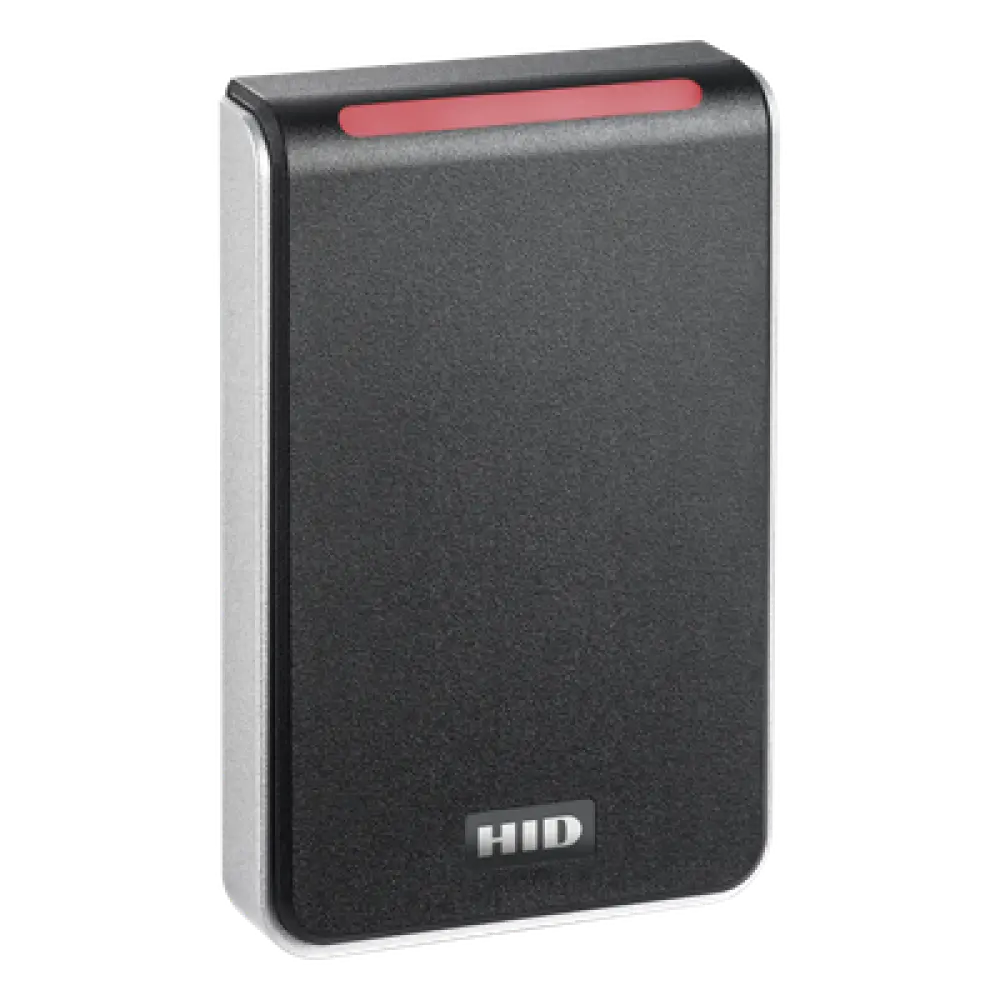 Lector de Control de Acceso / Multitecnología SEOS, iCLASS, MIFARE DESFire / Salida Wiegand y RS-485 / Montaje en Superficie Plana / LED Tricolor y Alerta Acústica