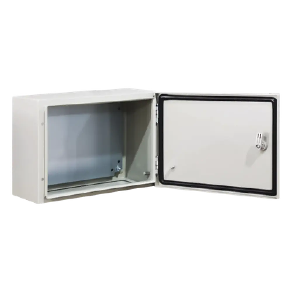 Gabinete de Acero / IP66 / IK10 / 400 x 300 x 300 mm / Carga 40 kg / Placa Trasera Metálica 2 mm / Cerradura con Llave