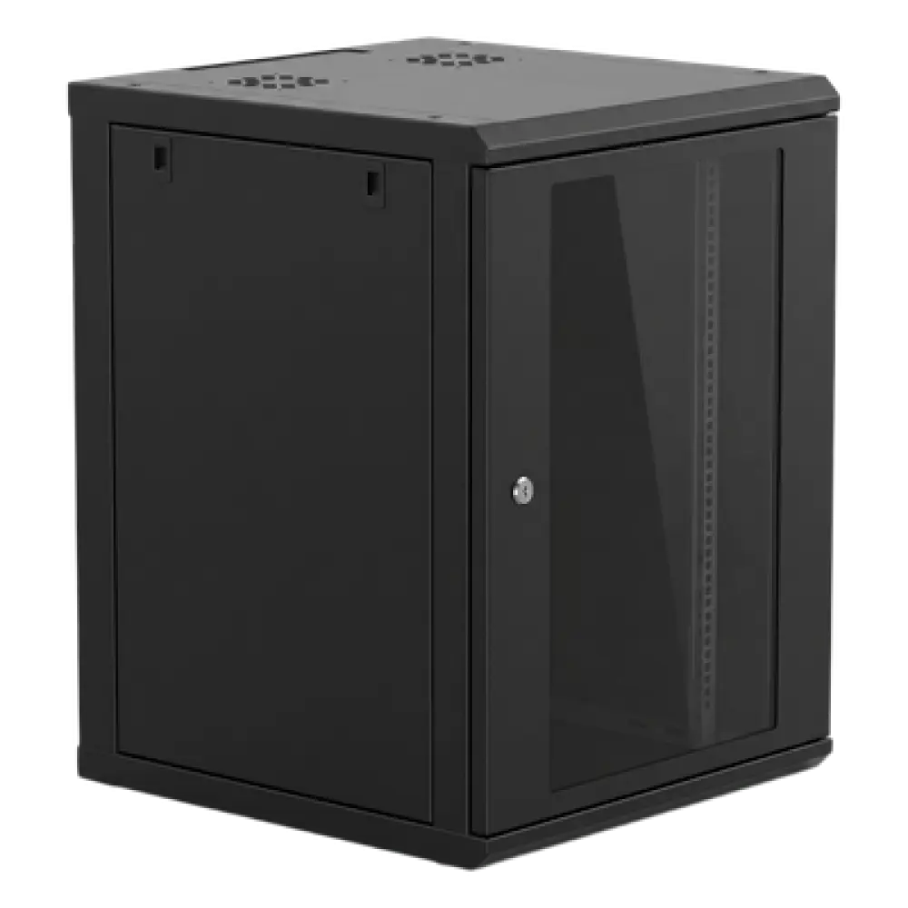 Gabinete de Pared 16U / 635 mm (25 in) Profundidad / Cristal Templado / Acero Reforzado / 100 kg Capacidad / Interior