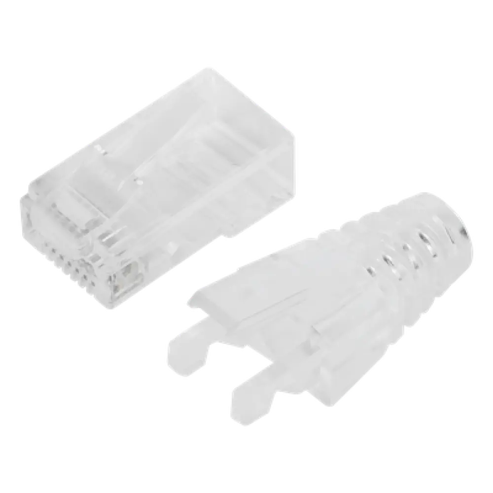 Plugs Pass Through / RJ45 Cat6 / Sin Blindaje / Alivio de Tensión / Chapado Oro 30 Micras / 50 Piezas