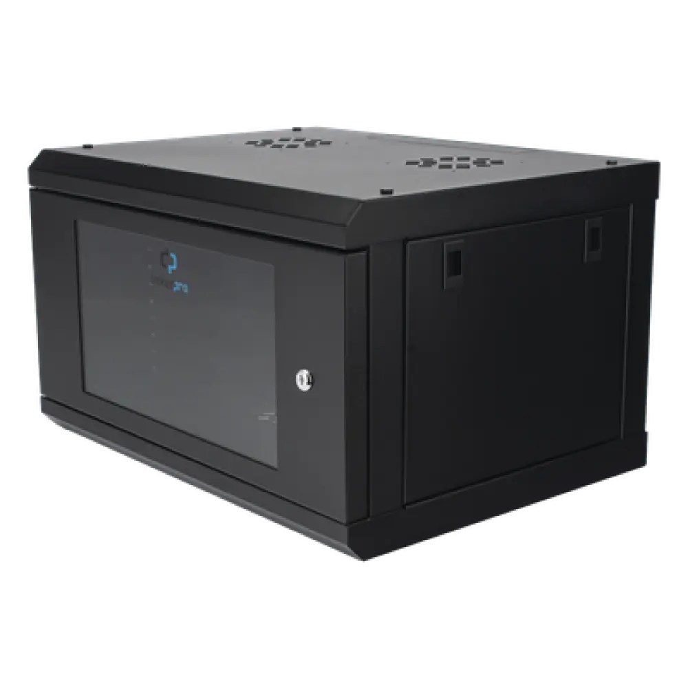 Gabinete de Pared / 6U Rack 19'' / 455mm Profundidad / 1.49 ft / Cristal Templado / Acero Reforzado
