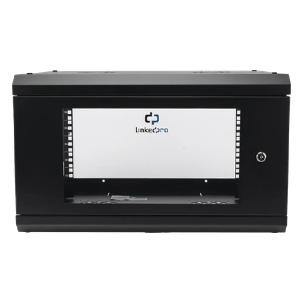 Gabinete de Pared / 6U Rack 19'' / 455mm Profundidad / 1.49 ft / Cristal Templado / Acero Reforzado
