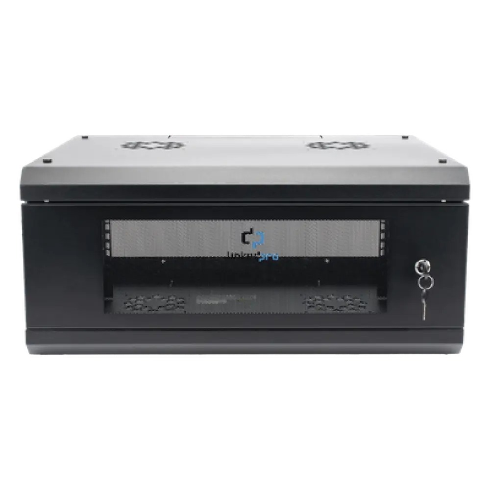 Gabinete de Pared 4U / 19" / Profundidad 455 mm / Cristal Templado / 80 kg / Interior