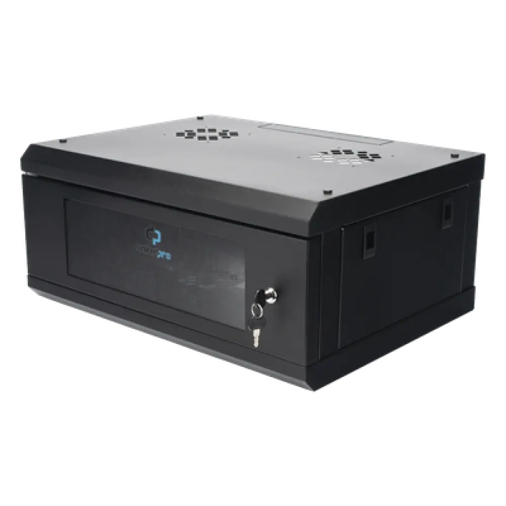 Gabinete de Pared 4U / 19" / Profundidad 455 mm / Cristal Templado / 80 kg / Interior