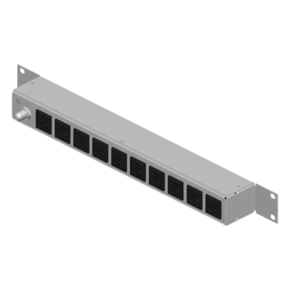 PDU Horizontal / 10 Tomas NEMA 5-15R / Rack 19 in 1UR / 120Vca 15A / Reestablecedor 15A / Cable 2.5 m (8.2 ft) / Acero Rolado en Frío