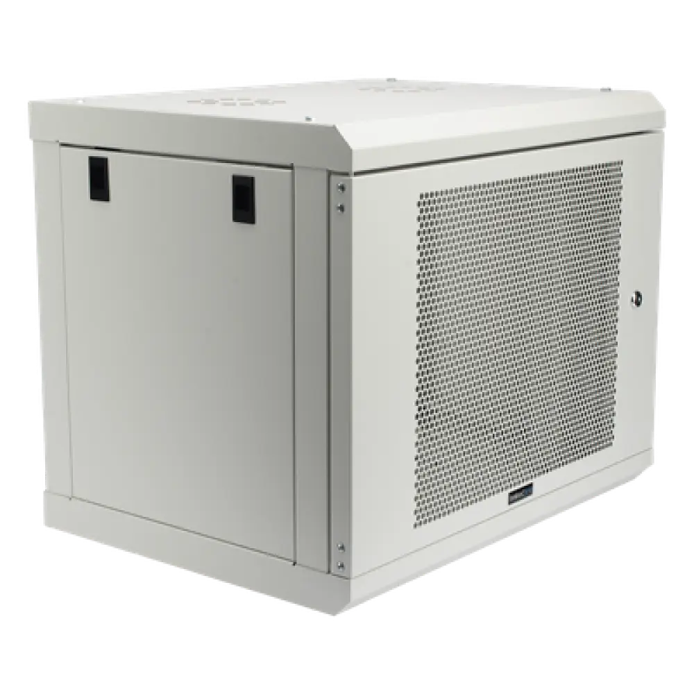 Gabinete de Pared / 9U / Profundidad 455 mm / Puerta Perforada / Carga 80 kg / Acero Reforzado / Color Blanco