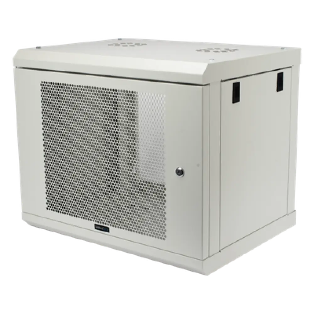 Gabinete de Pared / 9U / Profundidad 455 mm / Puerta Perforada / Carga 80 kg / Acero Reforzado / Color Blanco