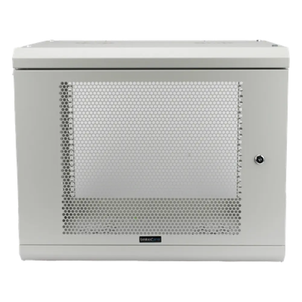 Gabinete de Pared / 9U / Profundidad 455 mm / Puerta Perforada / Carga 80 kg / Acero Reforzado / Color Blanco