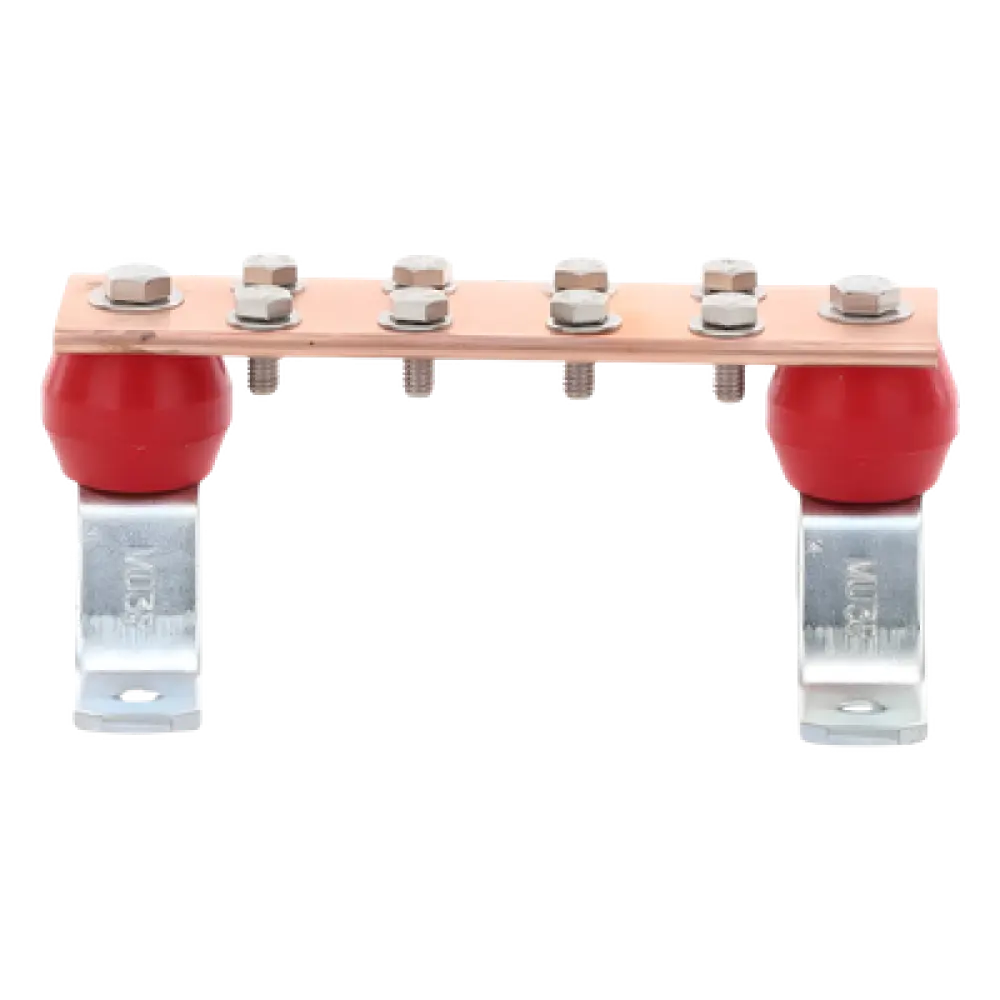 Barra Unión Muro / 1000A / Cobre 100% / Aisladores Rojos / TMGB-TGB / 3.28 ft