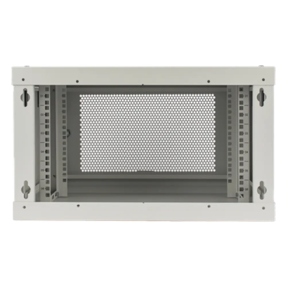 Gabinete de Pared / 6U / 19" / Profundidad 455 mm (1.49 ft) / Carga 80 kg / Acero Reforzado / Puerta Perforada / Color Blanco