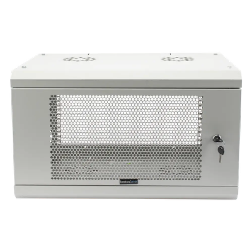 Gabinete de Pared / 6U / 19" / Profundidad 455 mm (1.49 ft) / Carga 80 kg / Acero Reforzado / Puerta Perforada / Color Blanco