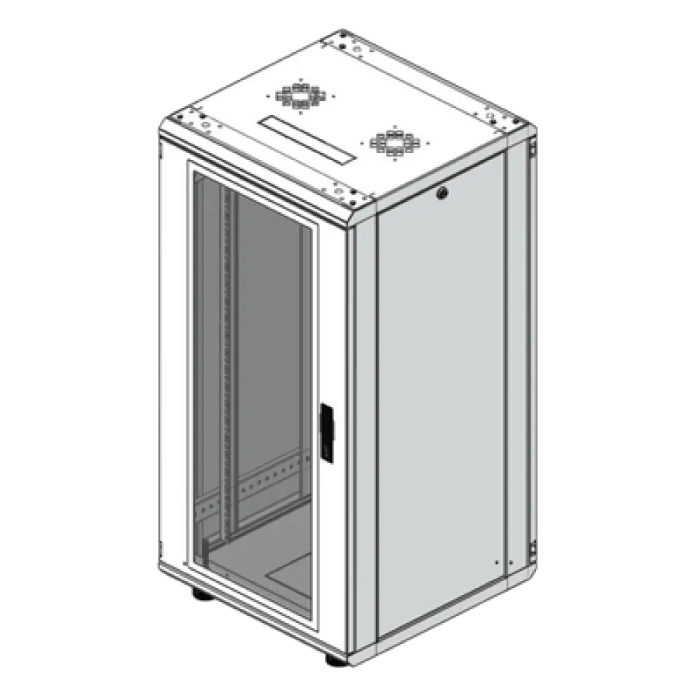 Gabinete Rack de Piso / 24U / 19 Pulgadas / Vidrio con Cerradura / Carga 750 kg / 600x605x1190 mm (23.6x23.8x46.9 in) / Acero Calibres 16-18-20