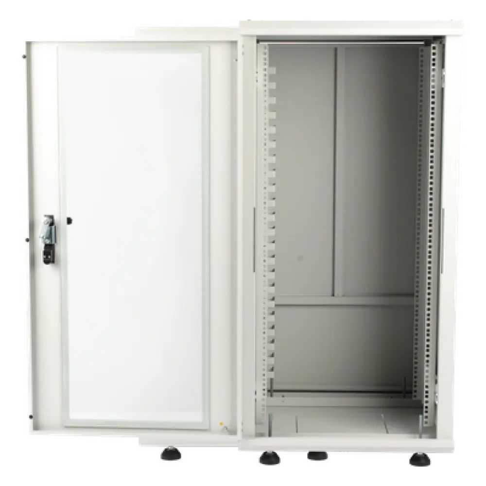 Gabinete Rack de Piso / 24U / 19 Pulgadas / Vidrio con Cerradura / Carga 750 kg / 600x605x1190 mm (23.6x23.8x46.9 in) / Acero Calibres 16-18-20