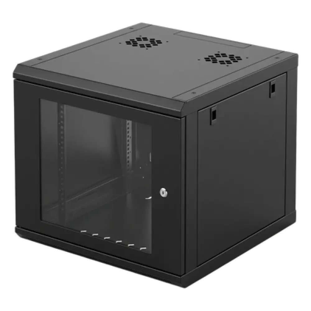 Gabinete de Pared / 6U Rack 19 in / Profundidad 635 mm (2.08 ft) / Cristal Templado / Carga 100 kg / Acero Reforzado