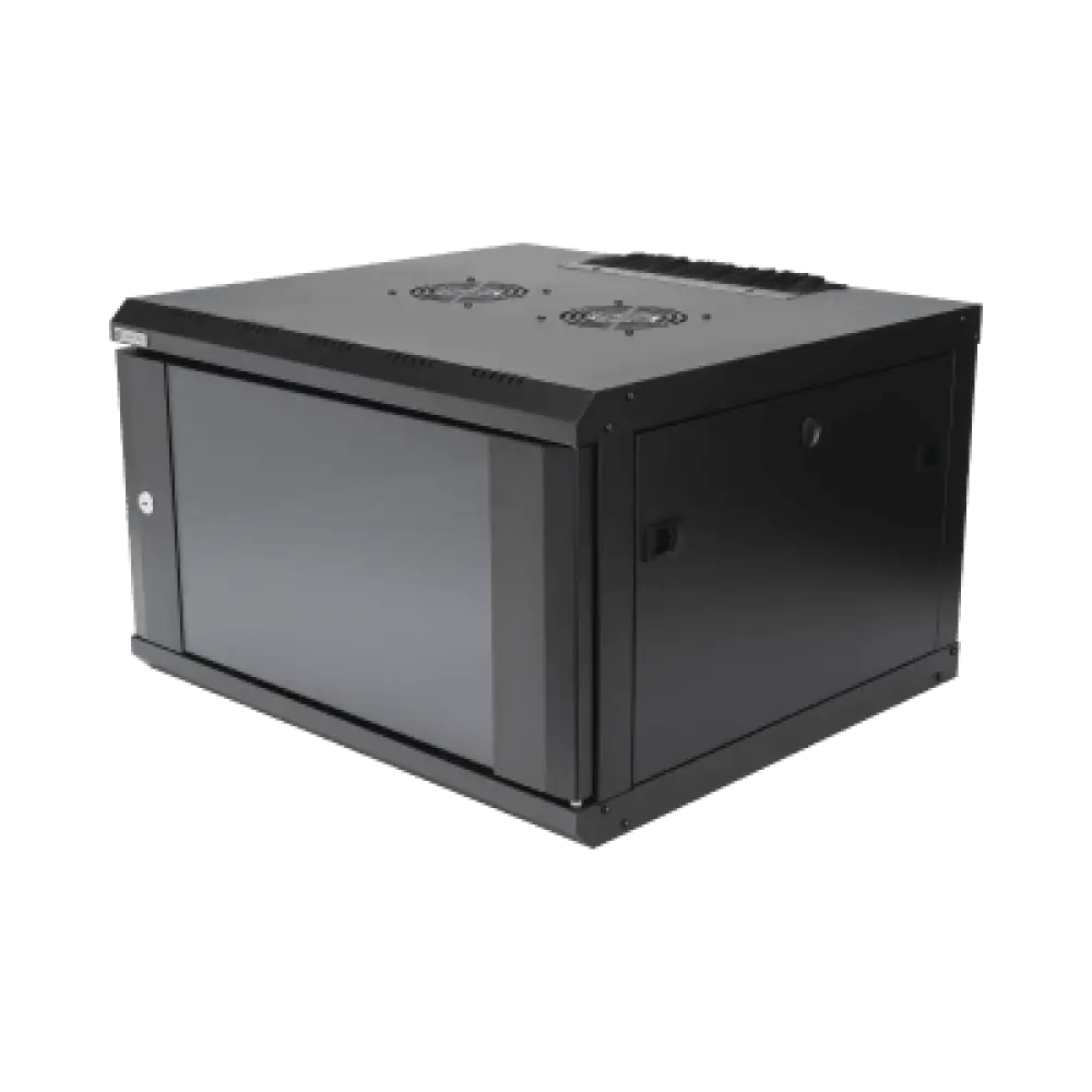 Gabinete de Pared / 6U / 19 Pulgadas / 600 x 550 x 382 mm / Cristal Templado 5 mm / Carga 60 kg / IP20