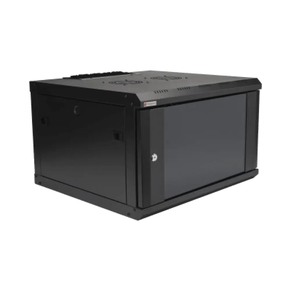 Gabinete de Pared / 6U / 19 Pulgadas / 600 x 550 x 382 mm / Cristal Templado 5 mm / Carga 60 kg / IP20