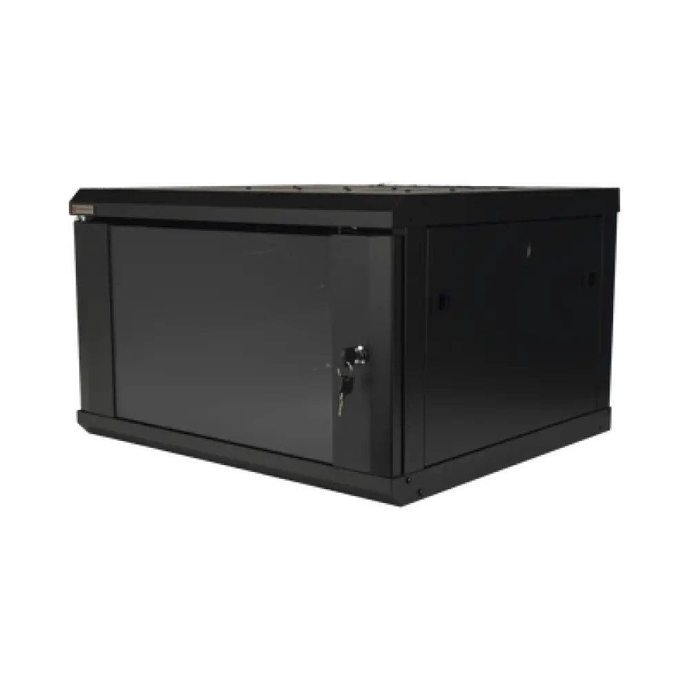 Gabinete de Pared / 6U / 19 Pulgadas / 600 x 550 x 382 mm / Cristal Templado 5 mm / Carga 60 kg / IP20