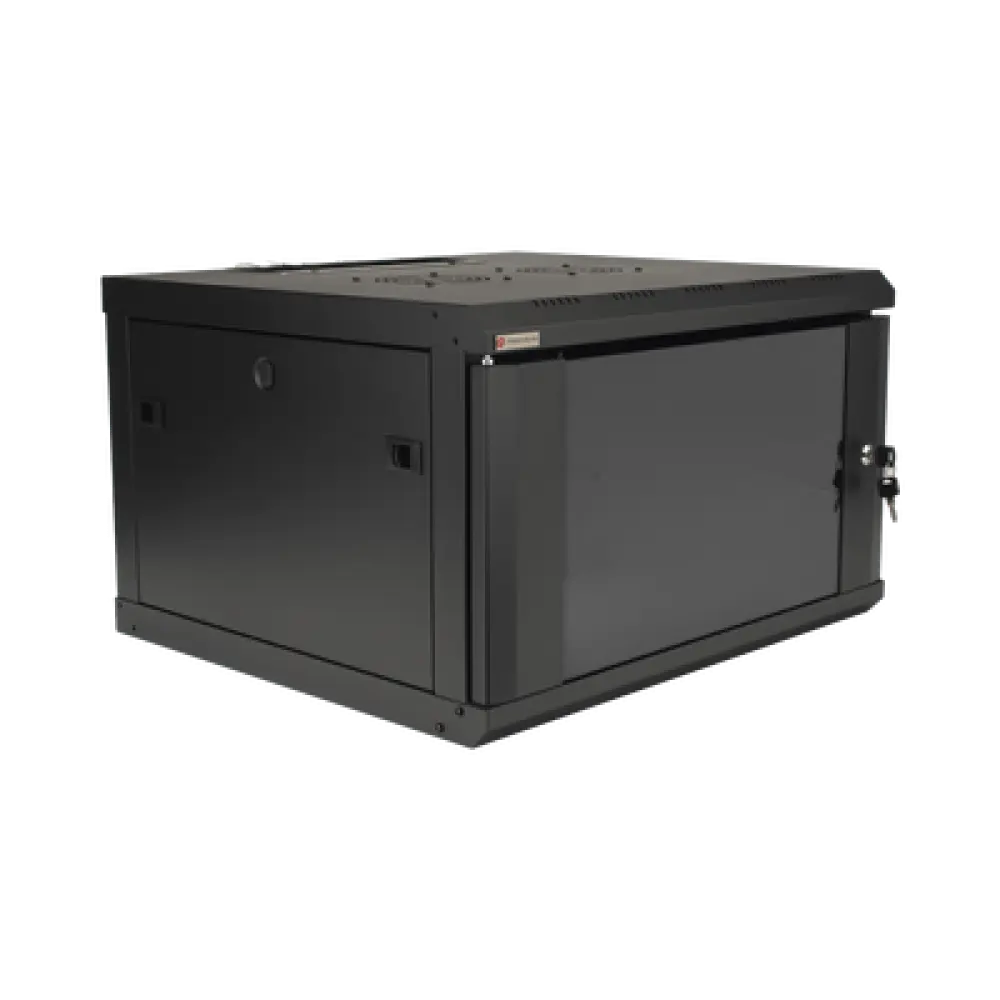 Gabinete de Pared / 6U / 19 Pulgadas / 600 x 550 x 382 mm / Cristal Templado 5 mm / Carga 60 kg / IP20