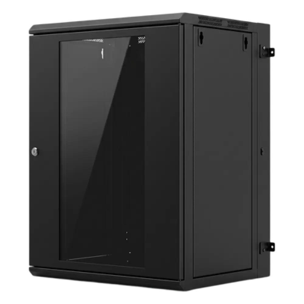 Gabinete Rack / 24 UR / 19 Pulgadas / Puerta de Cristal / Carga 80 kg / Abatible 120° / Laterales Removibles