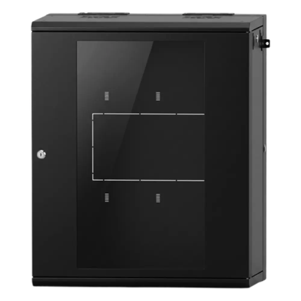Gabinete Rack / 24 UR / 19 Pulgadas / Puerta de Cristal / Carga 80 kg / Abatible 120° / Laterales Removibles