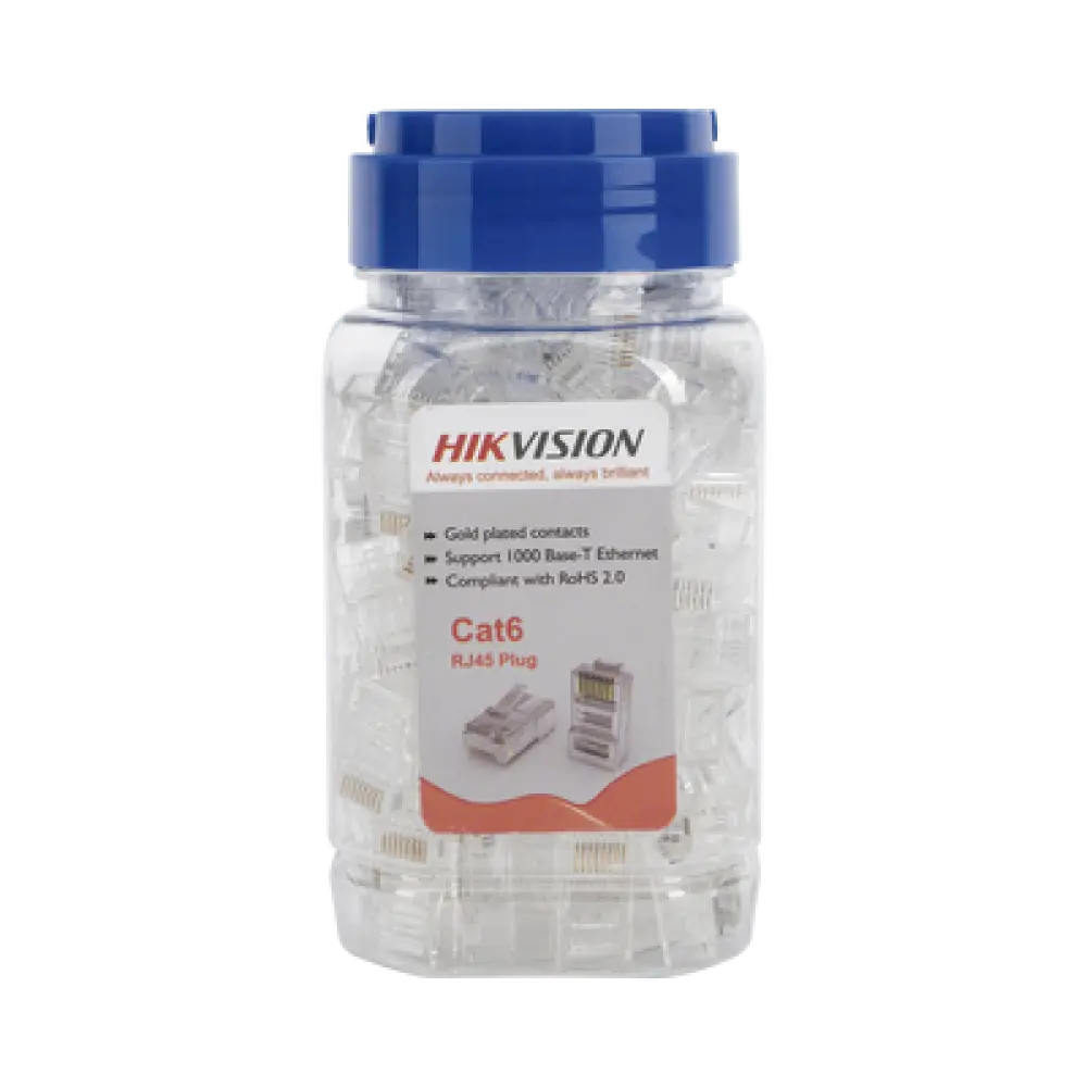 Bote de Conectores RJ45 / Cat 6 / Chapado en Oro 15 μm / UTP / 24 AWG / 100 Piezas / Sin Blindaje / Uso Interior