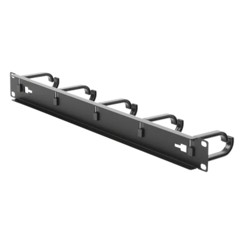 Organizador de Cables / 5 Anillos Removibles / 1U / 19" / Montaje Vertical u Horizontal / Acero con Ganchos ABS / Espaciado 4"