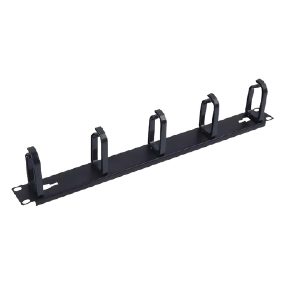 Organizador de Cables / 5 Anillos Removibles / 1U / 19" / Montaje Vertical u Horizontal / Acero con Ganchos ABS / Espaciado 4"