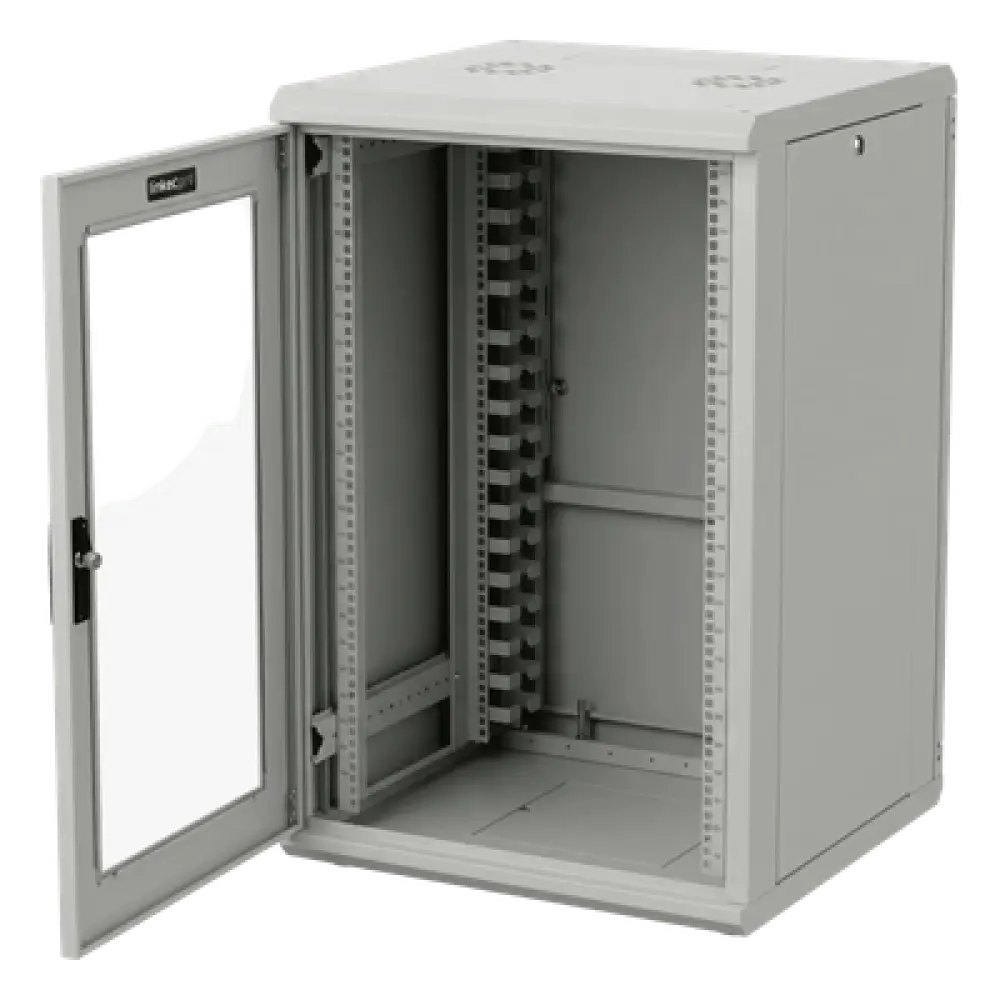 Gabinete Rackeable / 18U / 19 in / Puerta Cristal / Carga 750 Kg / 600x605x930 mm (23.6x23.8x36.6 in) / 3.05 ft Alto