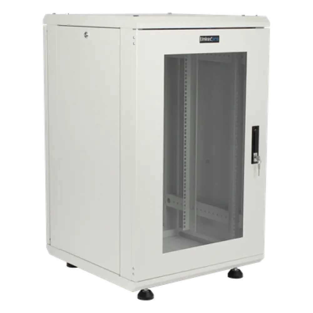 Gabinete Rackeable / 18U / 19 in / Puerta Cristal / Carga 750 Kg / 600x605x930 mm (23.6x23.8x36.6 in) / 3.05 ft Alto