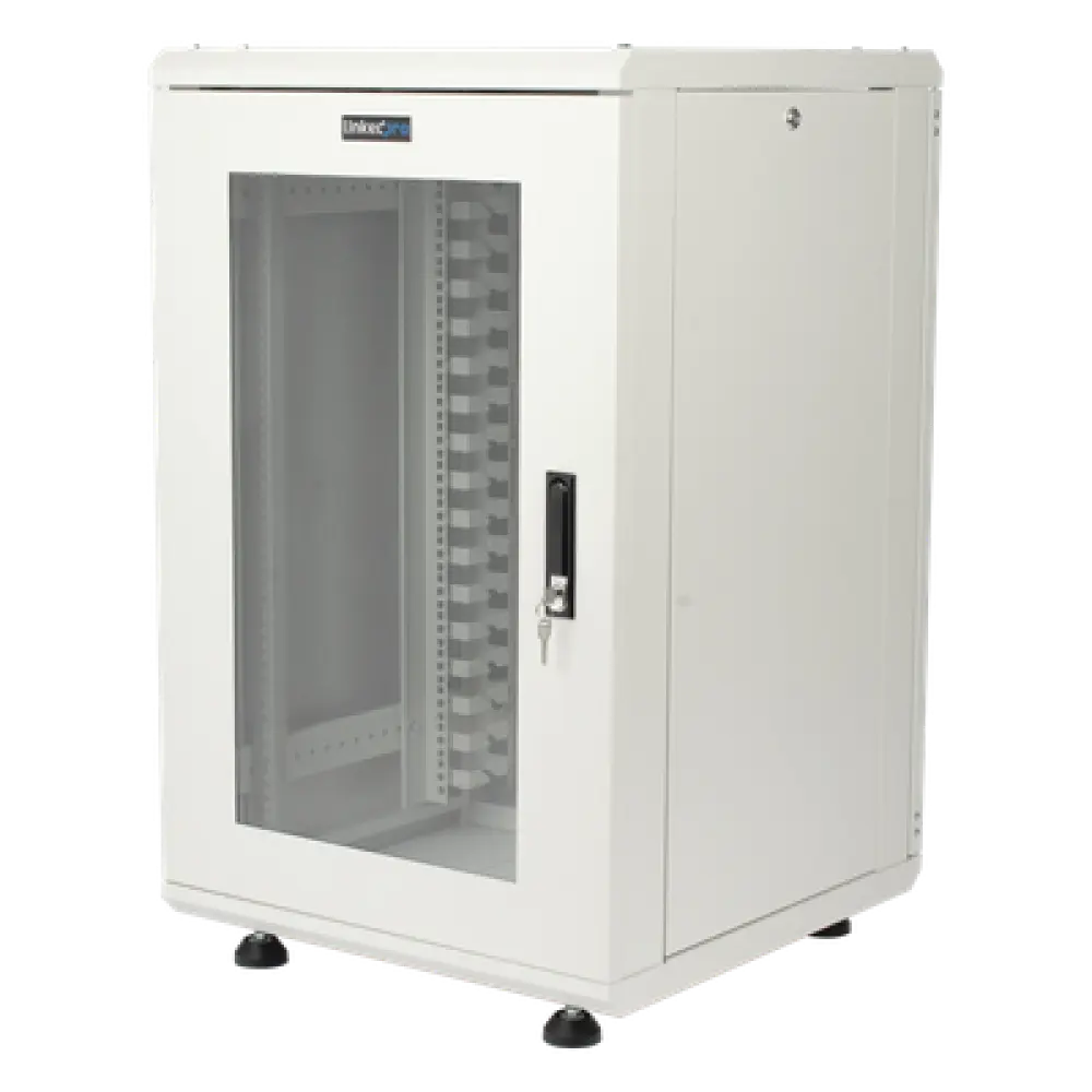 Gabinete Rackeable / 18U / 19 in / Puerta Cristal / Carga 750 Kg / 600x605x930 mm (23.6x23.8x36.6 in) / 3.05 ft Alto