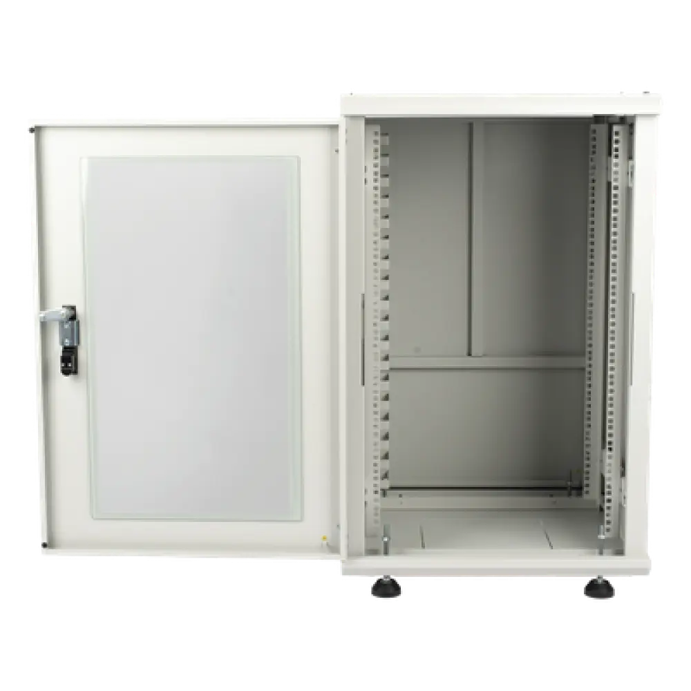 Gabinete Rackeable / 18U / 19 in / Puerta Cristal / Carga 750 Kg / 600x605x930 mm (23.6x23.8x36.6 in) / 3.05 ft Alto