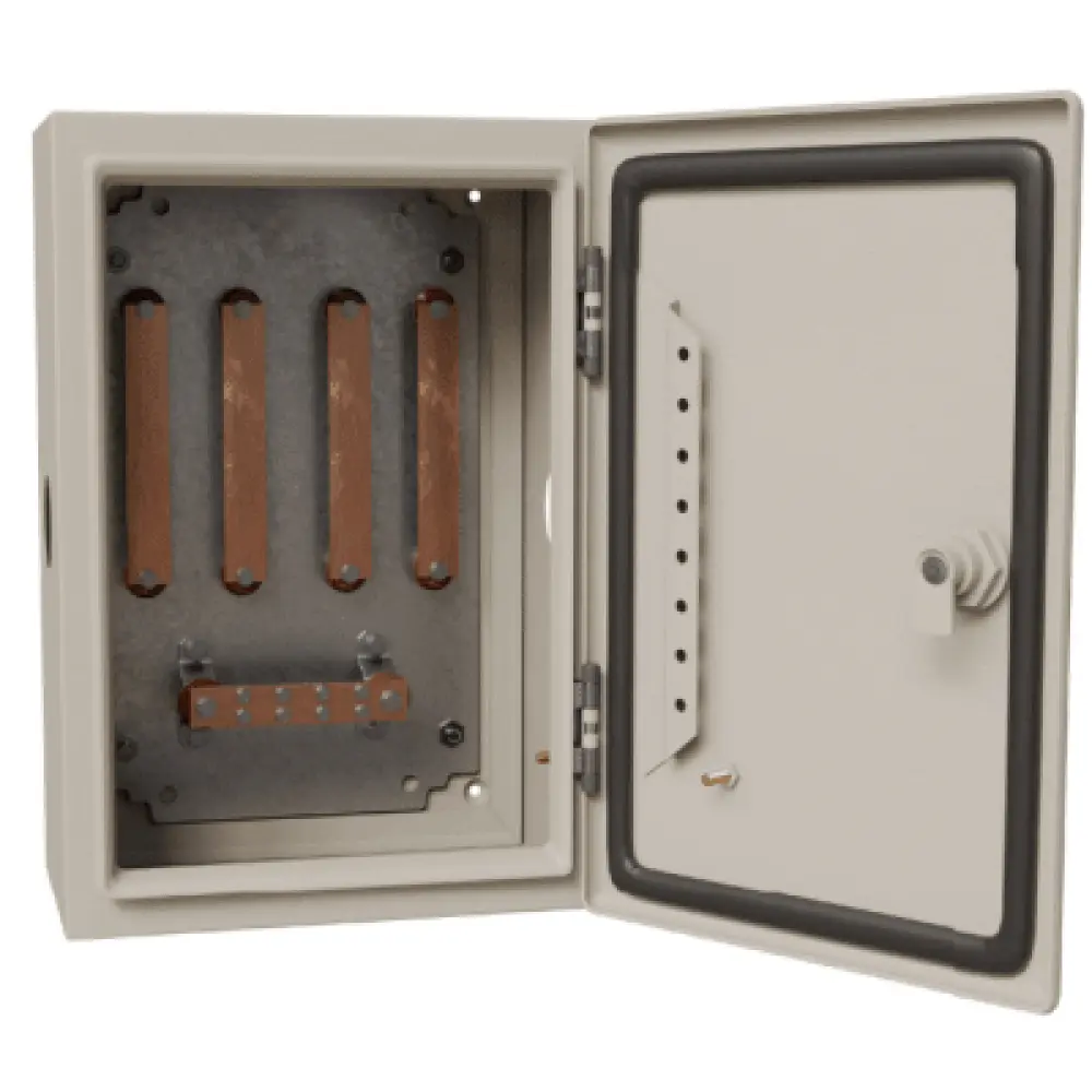 Gabinete de Distribución Eléctrica / 940 A / 4 Soleras de Cobre / 100 x 80 x 30 cm (39.4 x 31.5 x 11.8 in) / Acero al Carbono / Terminales 5/16'