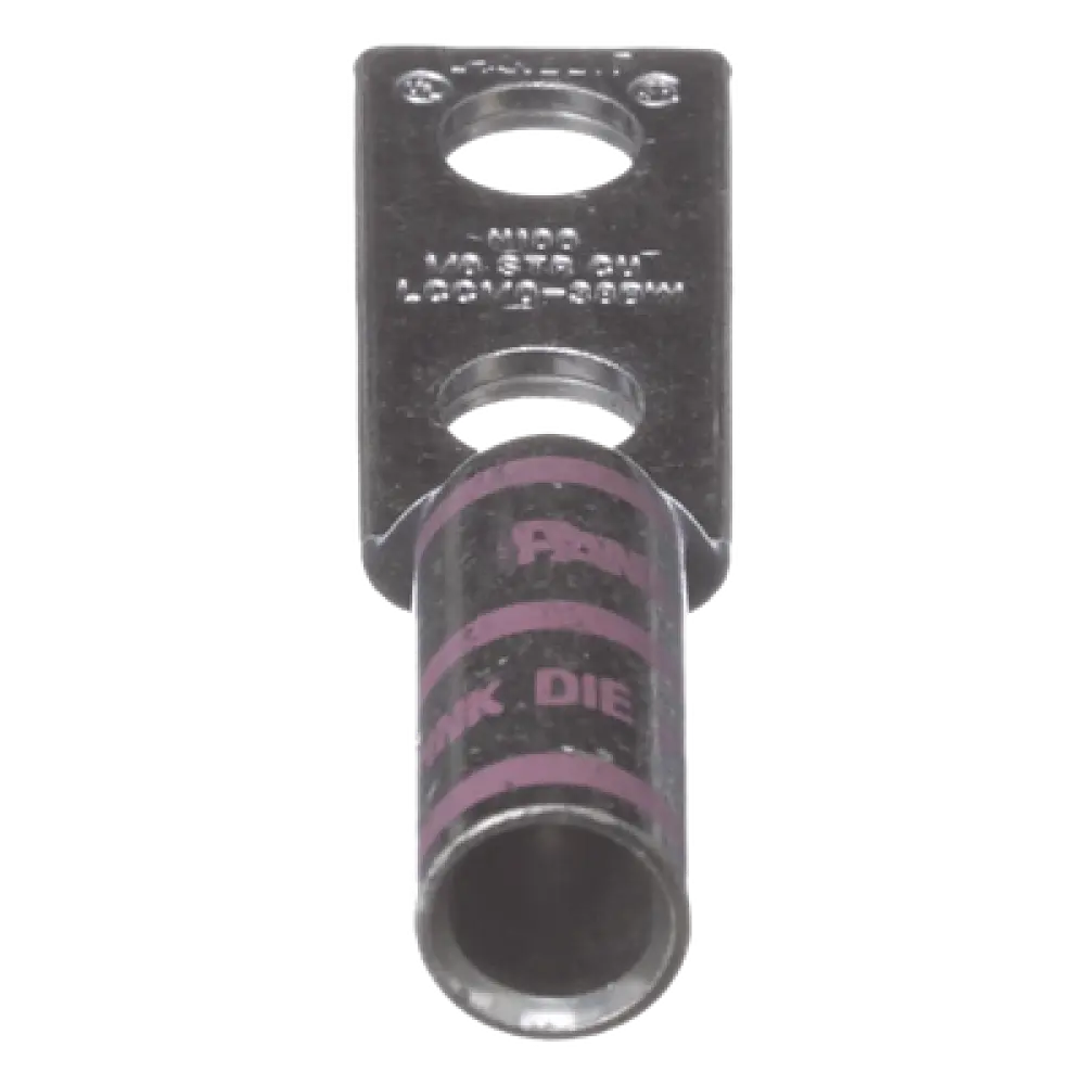 Zapata de Compresión / Cal. 1/0 AWG / Doble Barreno 3/8 in (9.5 mm) / 35 kV / UL 90°C / Barril Largo con Ventana de Inspección