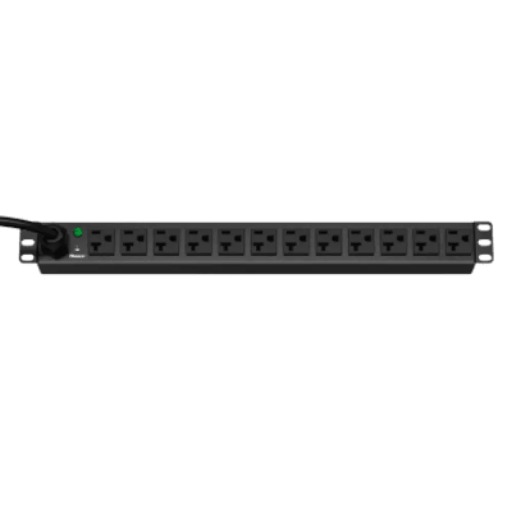PDU Básica / 12 Tomas NEMA 5-20R / Entrada NEMA 5-15P / Rack 19in 1U Horizontal / 15A 120VCA / Cable 3 m (9.8 ft)
