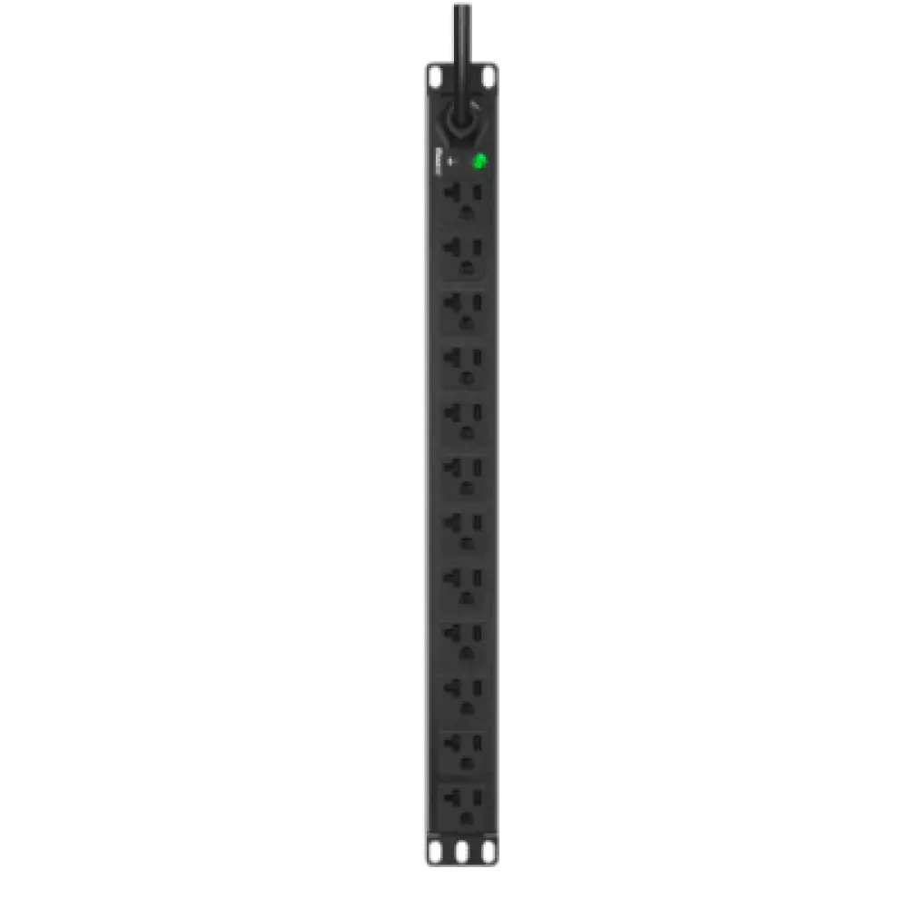 PDU Básica / 12 Tomas NEMA 5-20R / Entrada NEMA 5-15P / Rack 19in 1U Horizontal / 15A 120VCA / Cable 3 m (9.8 ft)