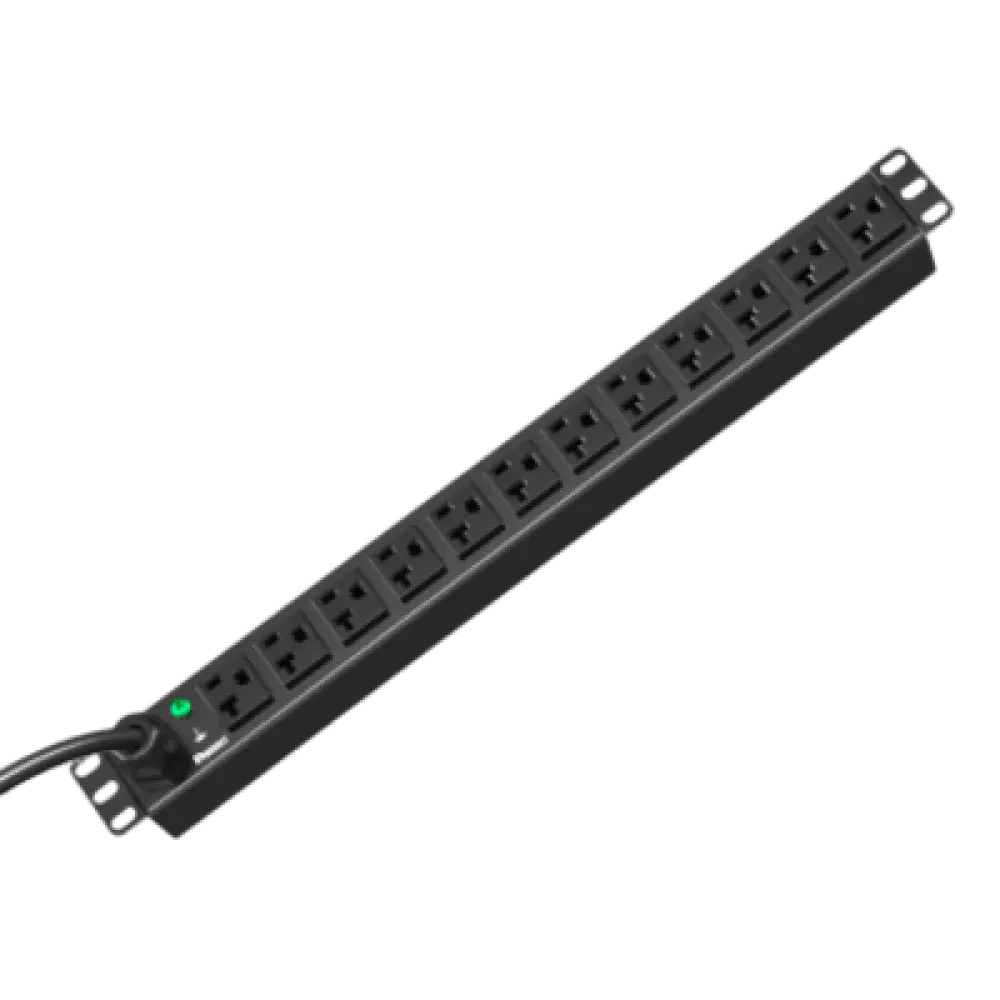 PDU Básica / 12 Tomas NEMA 5-20R / Entrada NEMA 5-15P / Rack 19in 1U Horizontal / 15A 120VCA / Cable 3 m (9.8 ft)