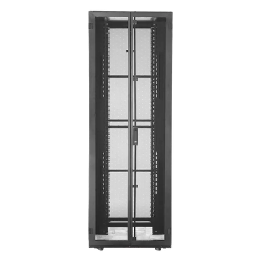 Gabinete para Centro de Datos / 48 UR / 800 mm Ancho x 1070 mm Profundidad / Puertas Perforadas 80% / Carga Estática 1588 kg / Acero Epoxi Negro